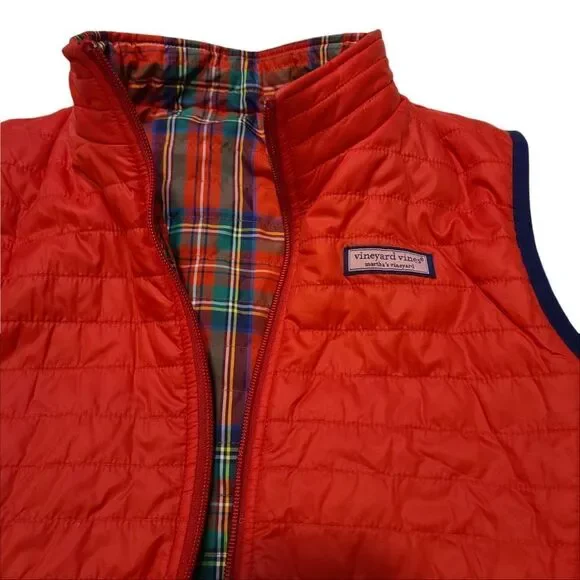 Kids Vineyard Vines Reversible Plaid Vest, Red  Size Large, 14 - Picture 8 of 9